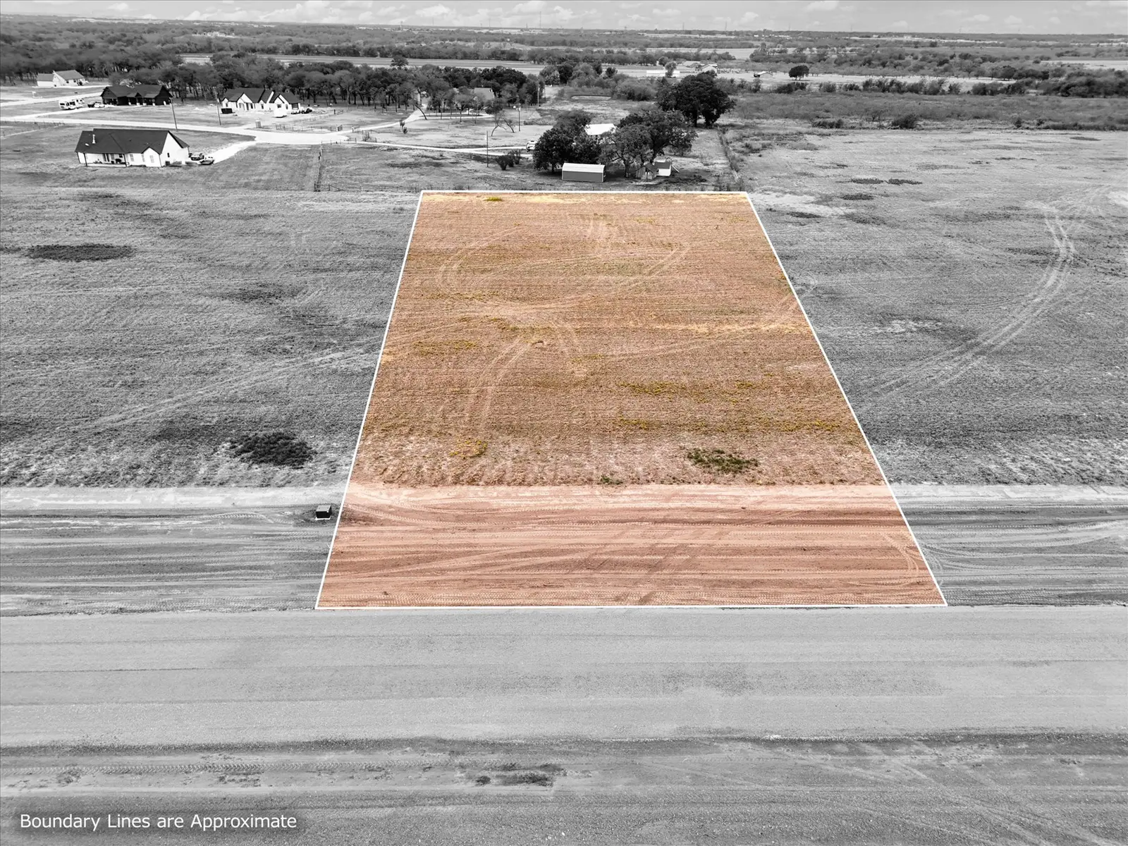 Aerial photo of Lot 23 at The Elms in Elm Mott, Texas, with the lot outlined