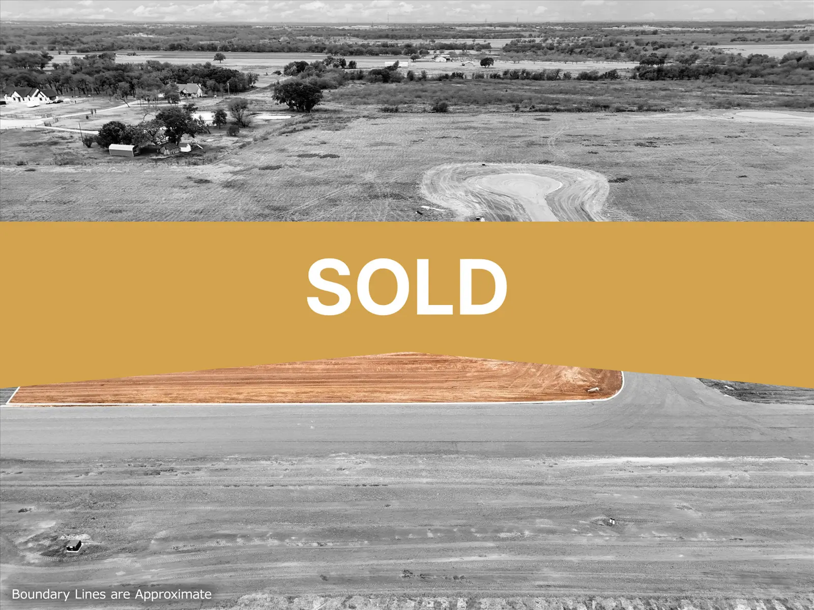 Aerial photo of Lot 24 at The Elms in Elm Mott, Texas, with the lot outlined