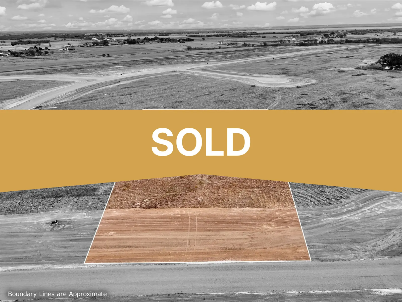 Aerial photo of Lot 31 at The Elms in Elm Mott, Texas, with the lot outlined