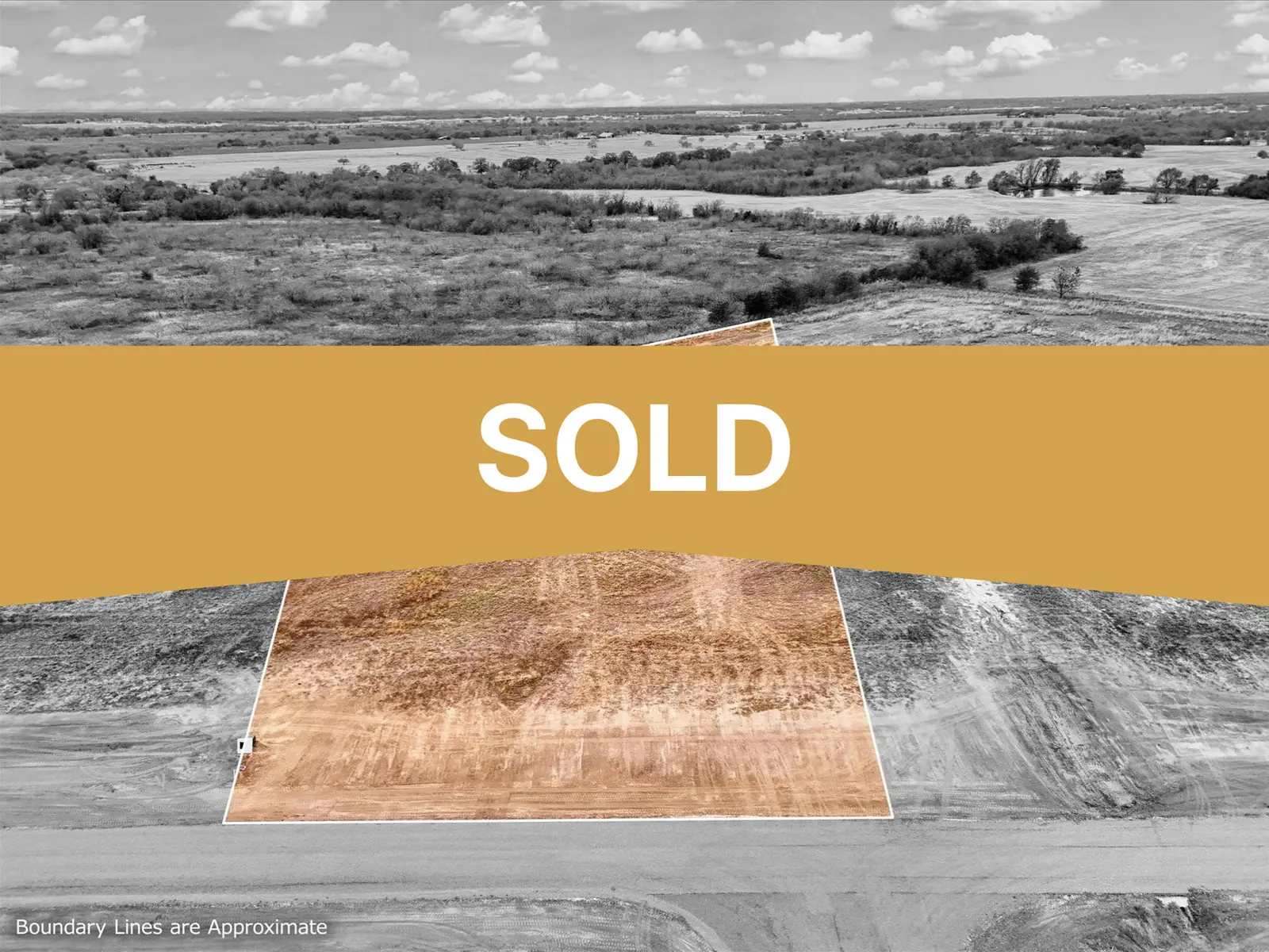 Aerial photo of Lot 35 at The Elms in Elm Mott, Texas, with the lot outlined