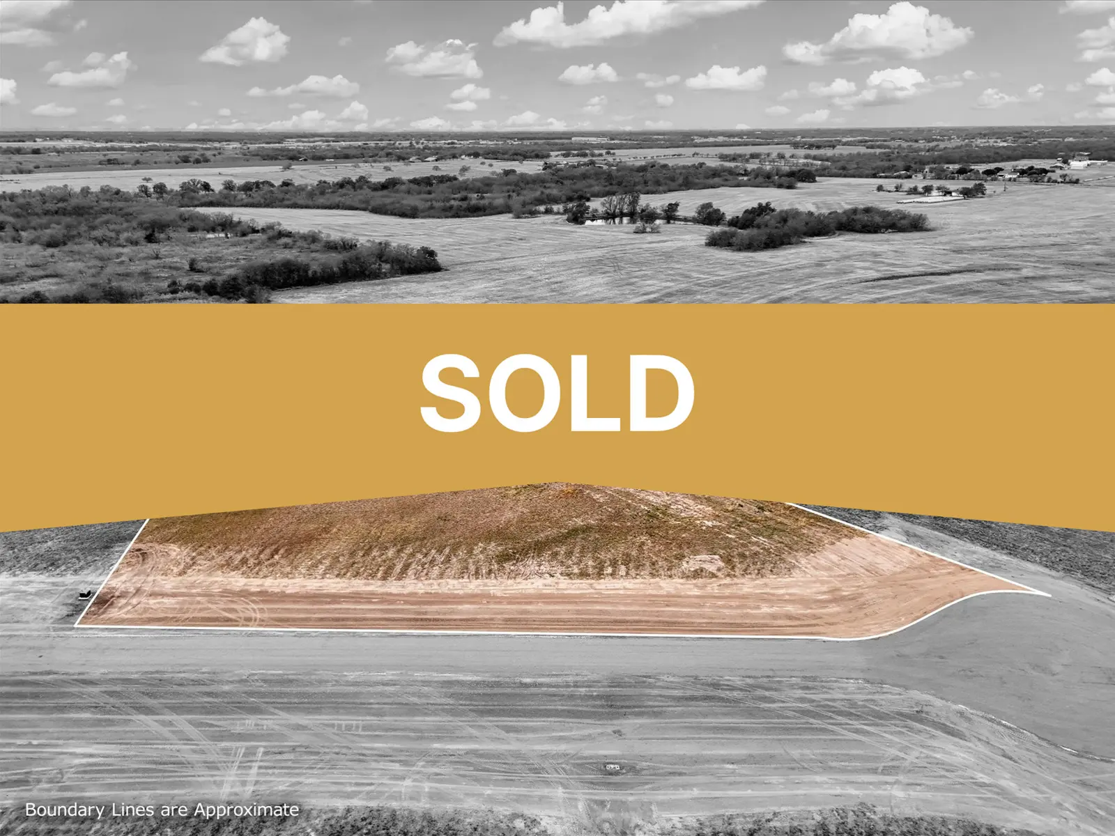 Aerial photo of Lot 38 at The Elms in Elm Mott, Texas, with the lot outlined