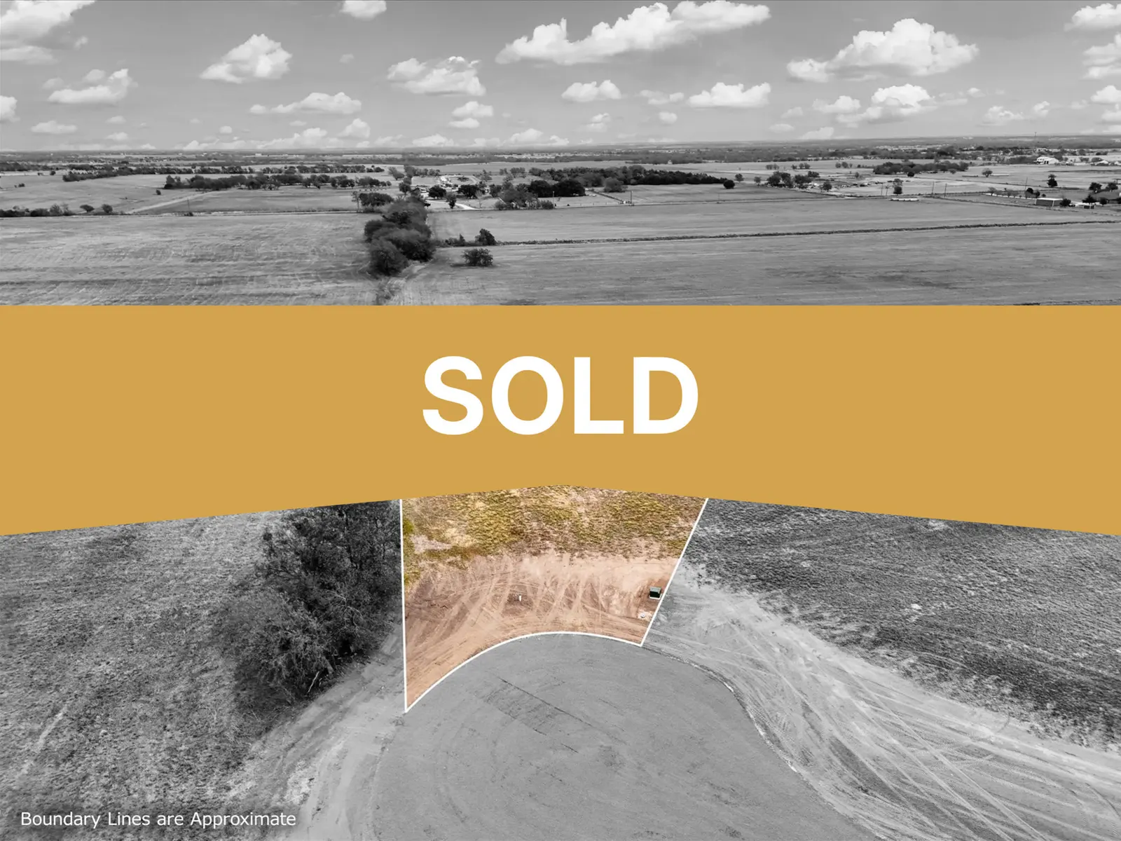 Aerial photo of Lot 39 at The Elms in Elm Mott, Texas, with the lot outlined