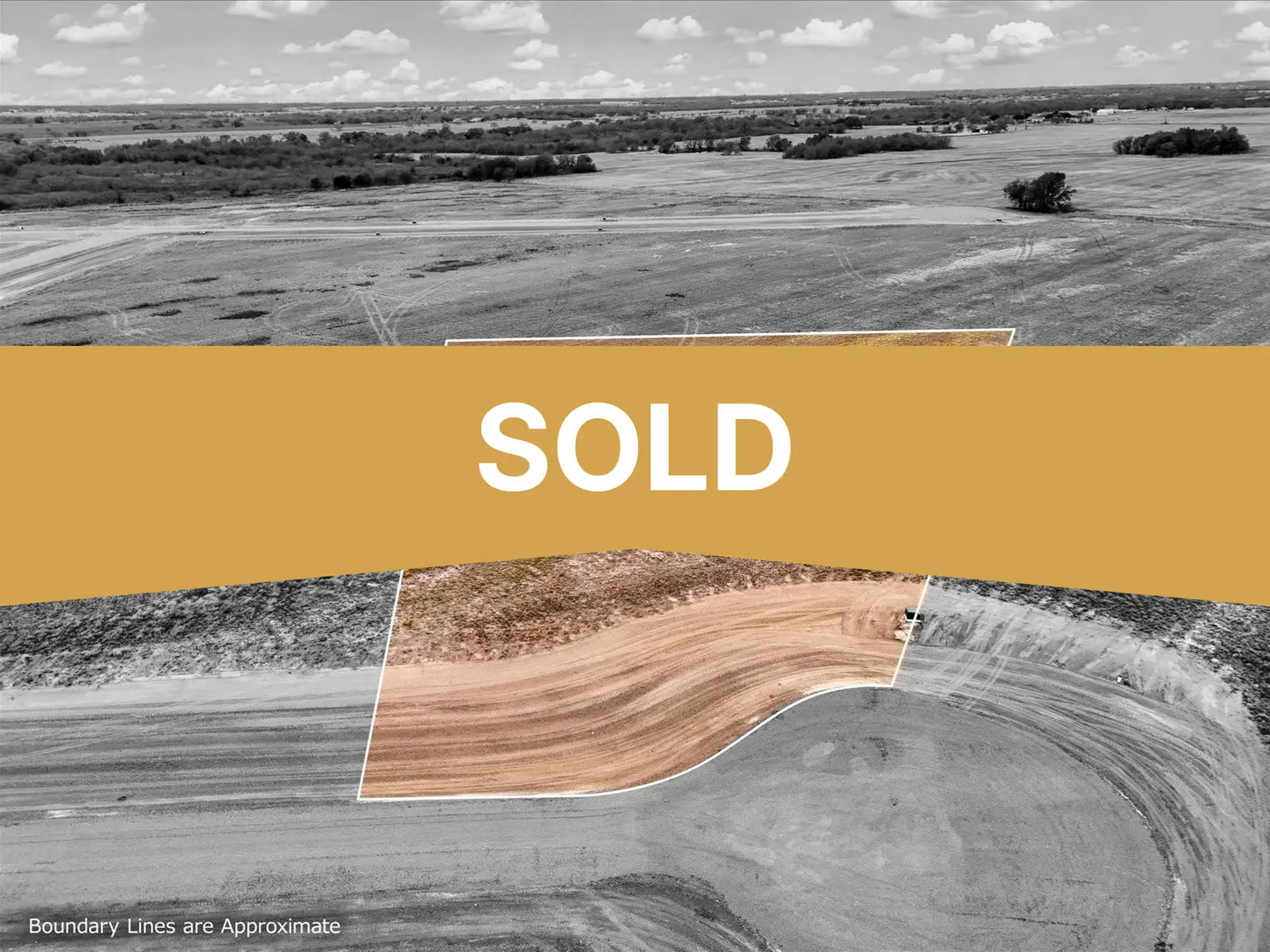 Aerial photo of Lot 46 at The Elms in Elm Mott, Texas, with the lot outlined