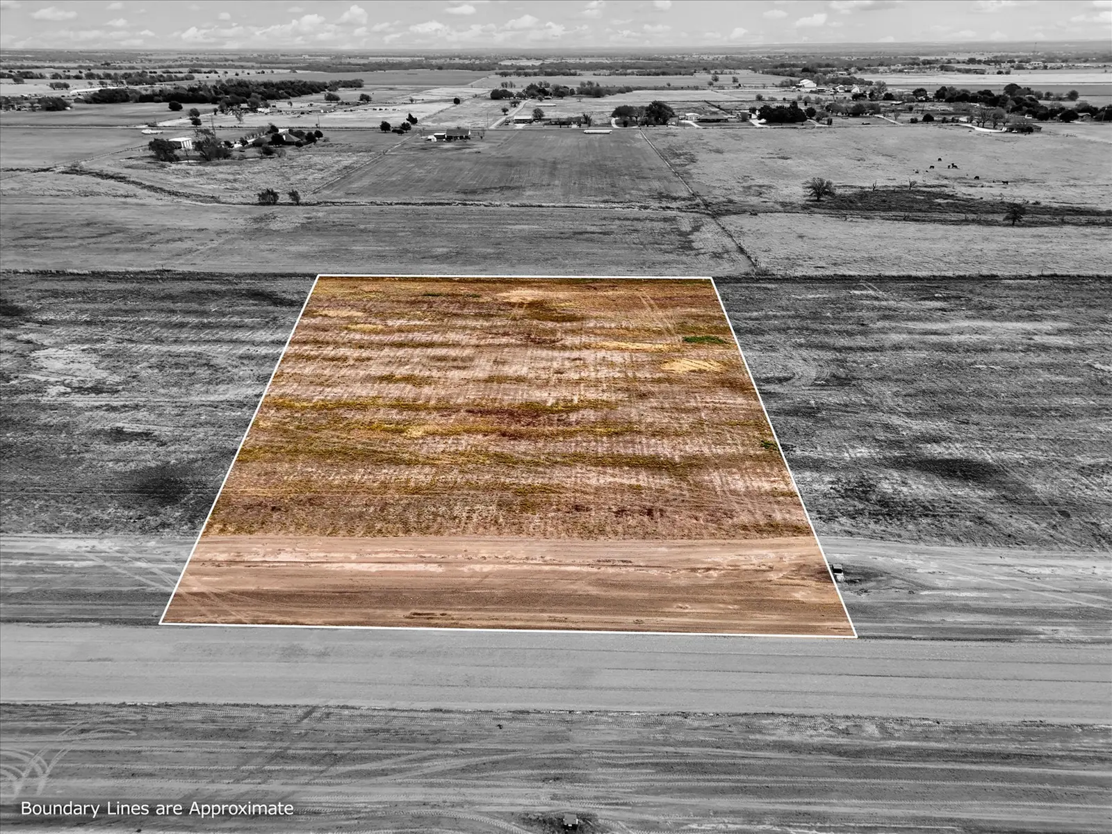 Aerial photo of Lot 52 at The Elms in Elm Mott, Texas, with the lot outlined