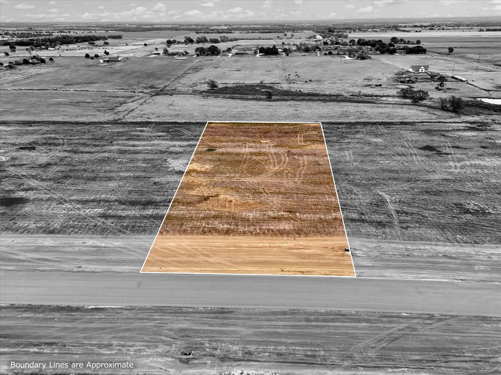 Aerial photo of Lot 54 at The Elms in Elm Mott, Texas, with the lot outlined